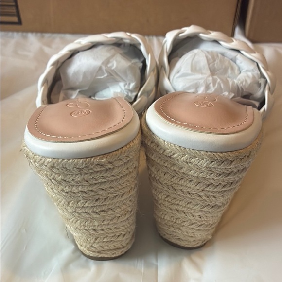 White Platform Espadrille Slides with Woven Design - Picture 8 of 9